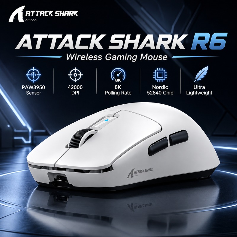 Pc Gaming X3D - ATTACK SHARK R6 Ergonomische Draadloze Gaming