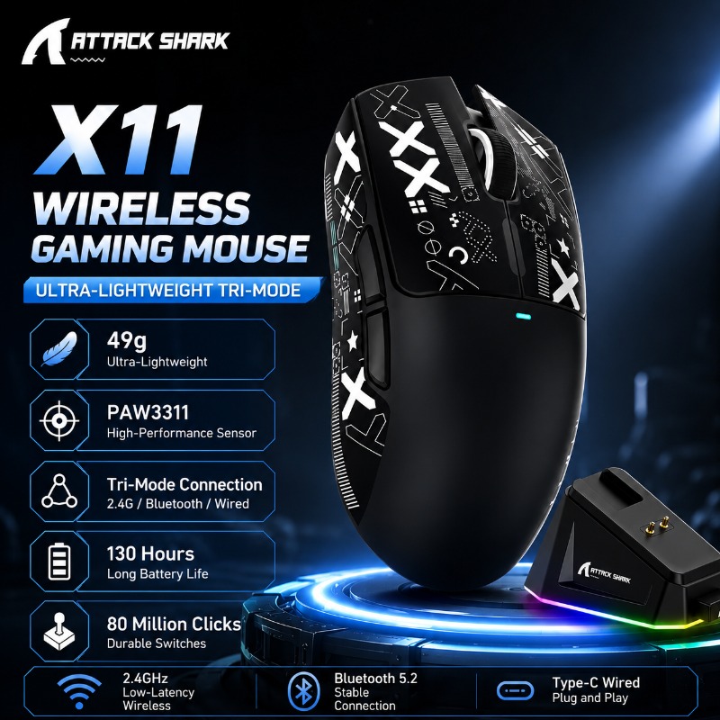 Pc Gaming X3D - ATTACK SHARK X11 Draadloze Gaming Muis