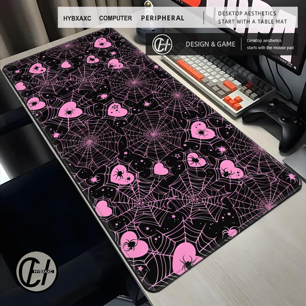 Pc Gaming Pink - 90x40 Wit of Roze Spinnenweb Hartjes