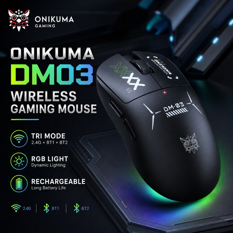 Pc Gaming X3D - ONIKUMA DM03 Draadloze gamingmuis Tri-modus Bluetooth